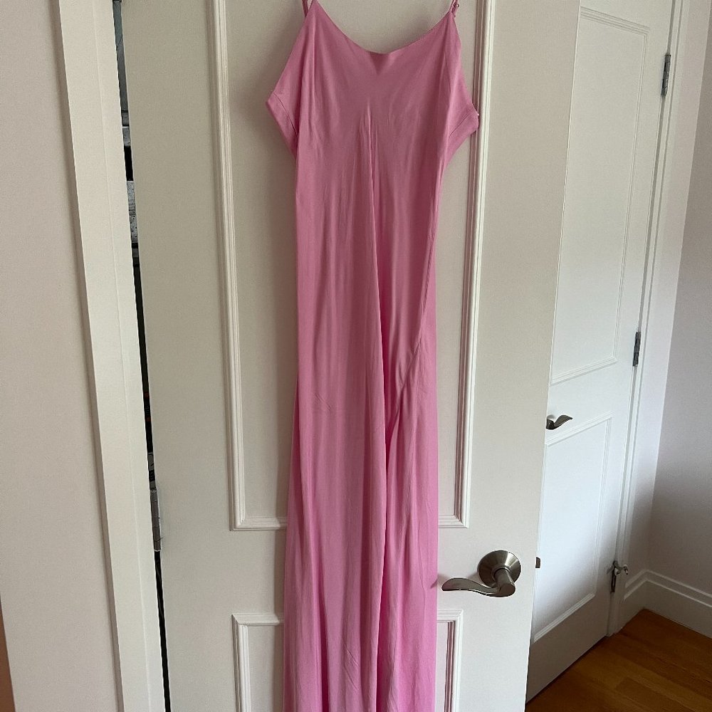 Zara Midi Satin Slip Dress Pink